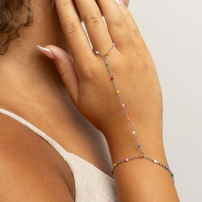 18K Gold PVD Stainless Steel Multi Color Hand Chain / CHN0125