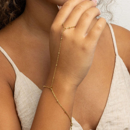 18K Gold PVD Stainless Steel Satellite Hand Chain / CHN0126