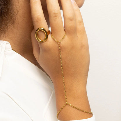 18K Gold PVD Stainless Steel Singapore Hand Chain / CHN0128