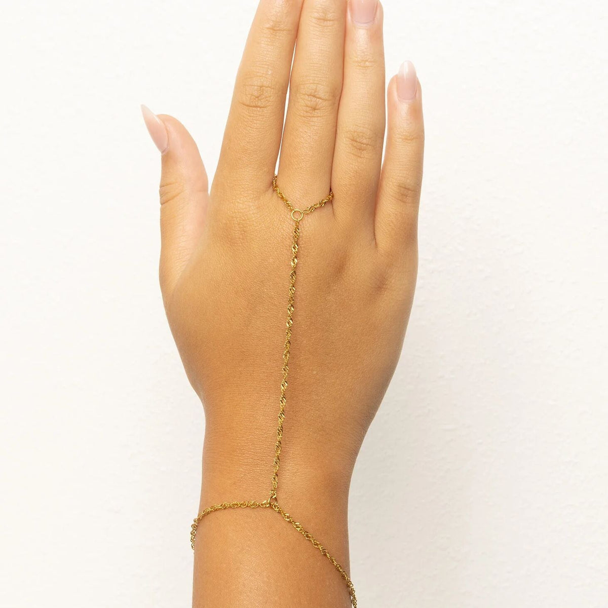 18K Gold PVD Stainless Steel Singapore Hand Chain / CHN0128
