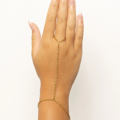 18K Gold PVD Stainless Steel Singapore Hand Chain / CHN0128