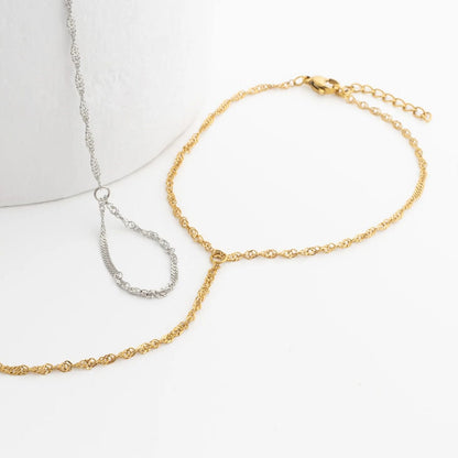 18K Gold PVD Stainless Steel Singapore Hand Chain / CHN0128