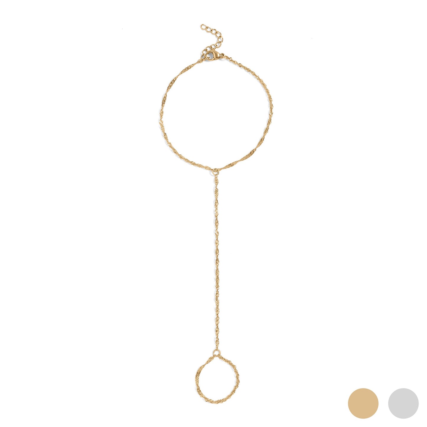 18K Gold PVD Stainless Steel Singapore Hand Chain / CHN0128