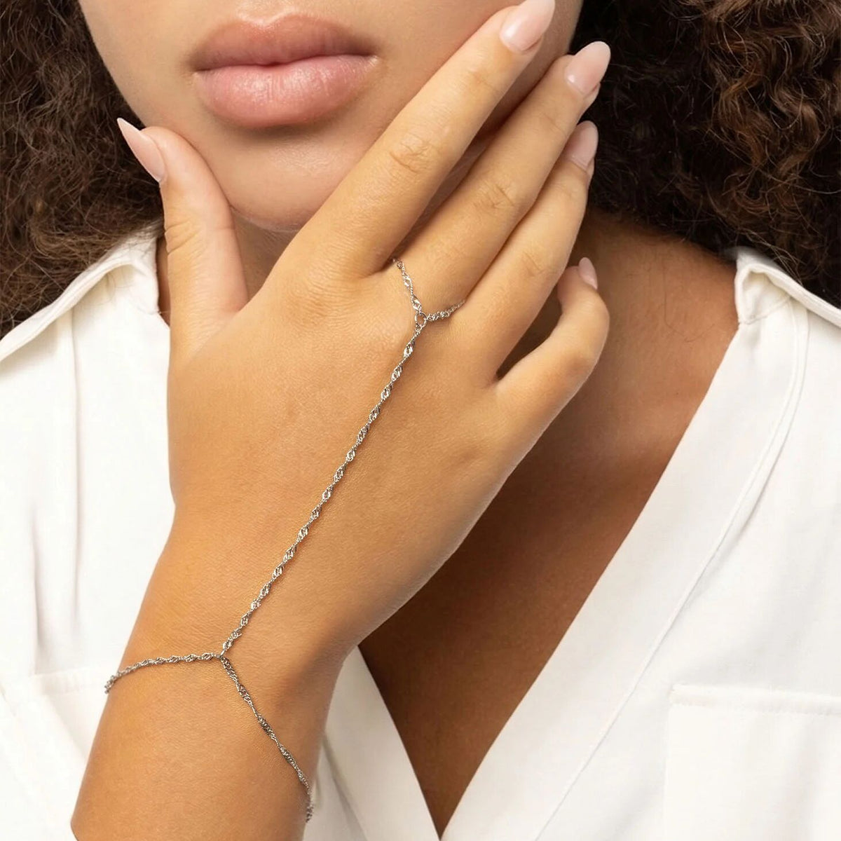 18K Gold PVD Stainless Steel Singapore Hand Chain / CHN0128