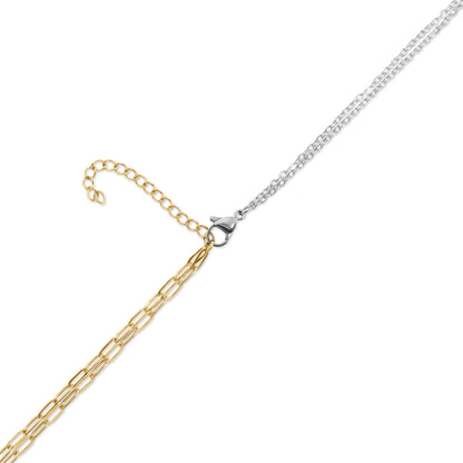 Mixed Metal Double Chain Charm Holder Necklace / CHN0137