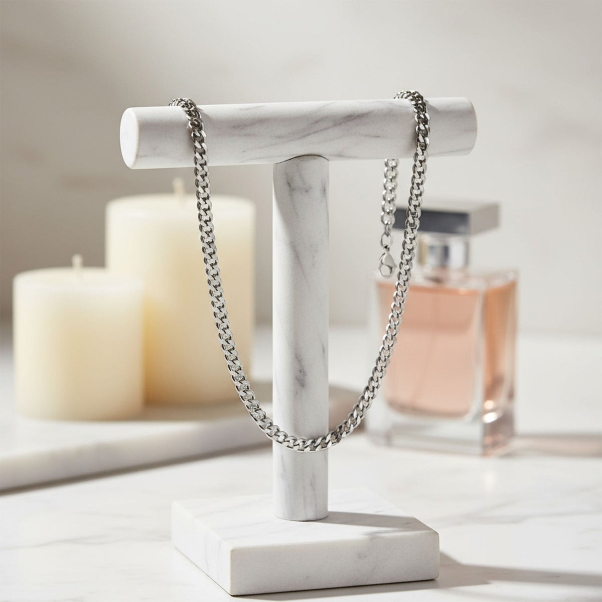 Stainless Steel Diamond Cut Curb Chain Necklace / CHN7500