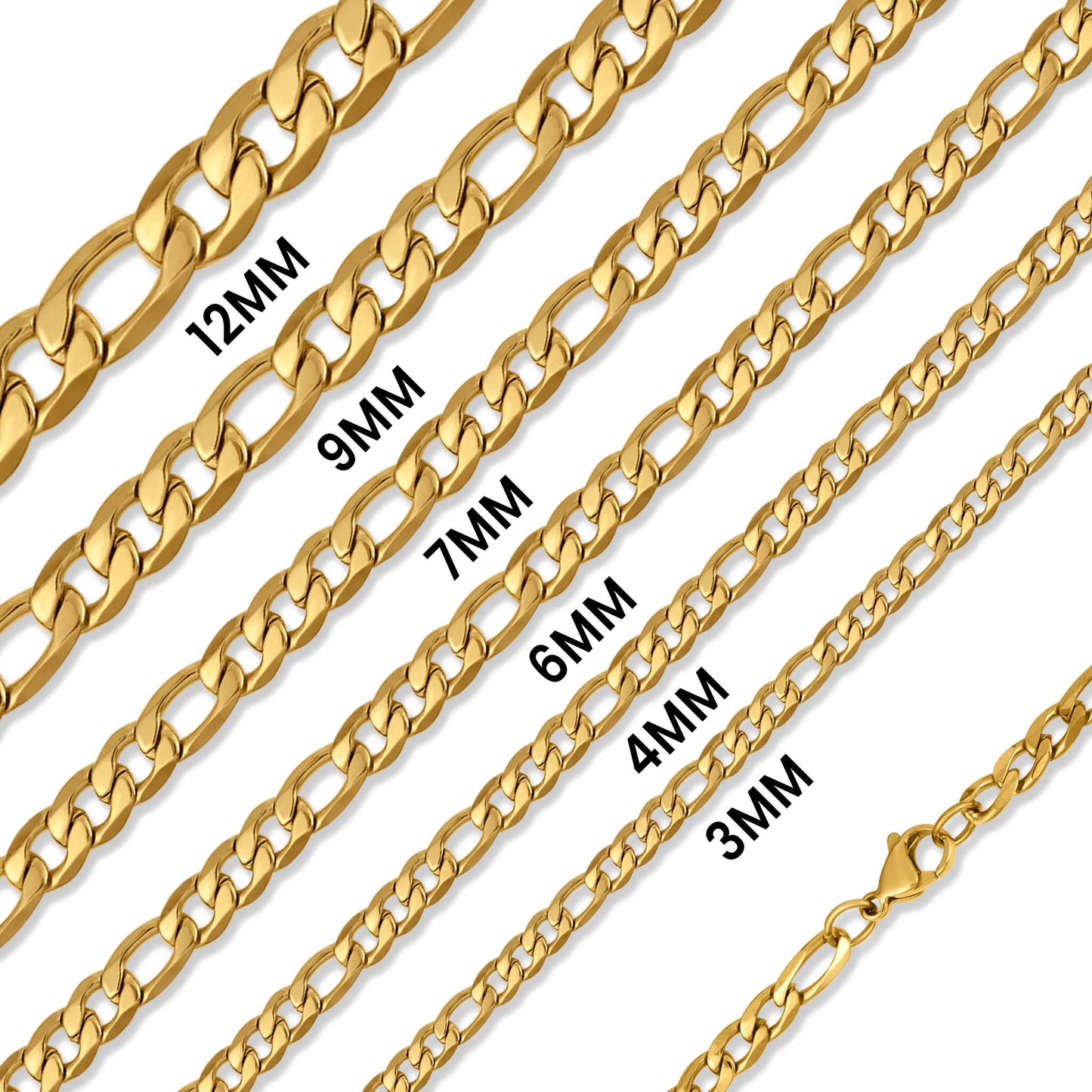 18K Gold PVD Stainless Steel Figaro Chain Necklace / CHN9600