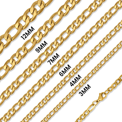 18K Gold PVD Stainless Steel Figaro Chain Necklace / CHN9600