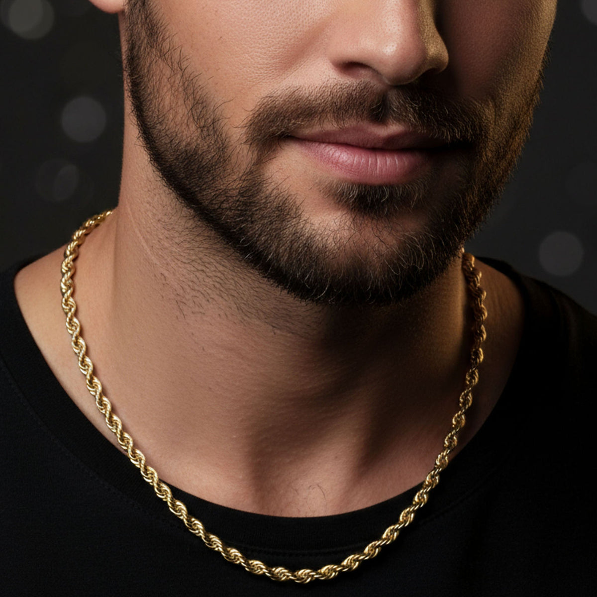 18K Gold PVD Stainless Steel Rope Chain Necklace / CHN9702