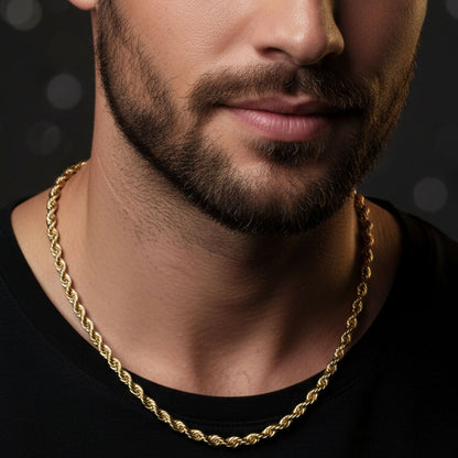 18K Gold PVD Stainless Steel Rope Chain Necklace / CHN9702