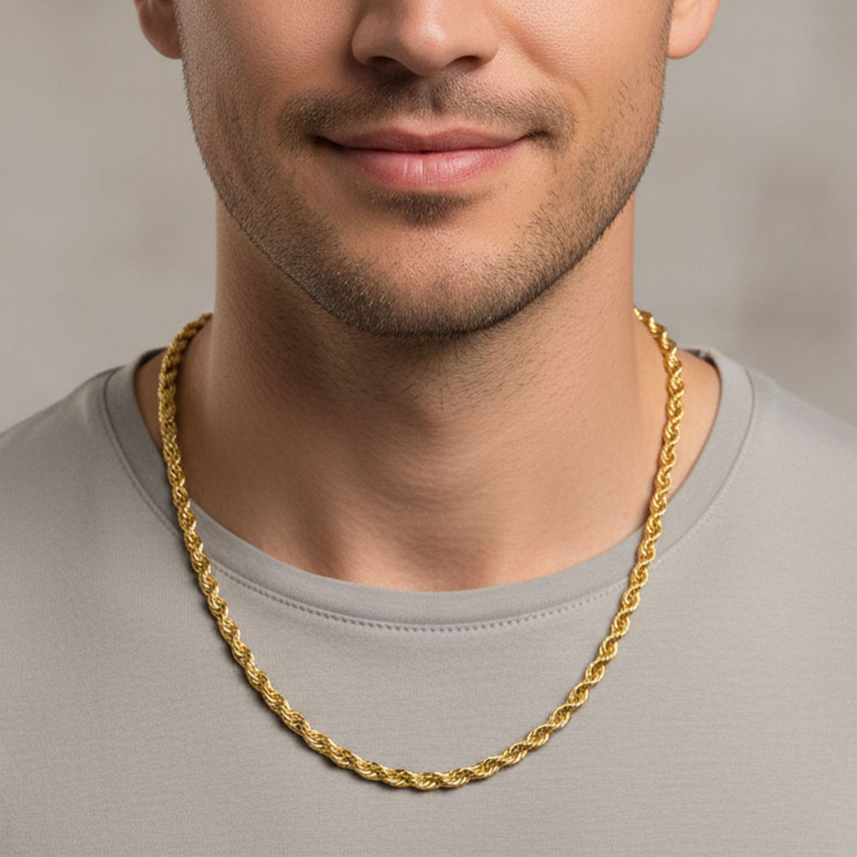 18K Gold PVD Stainless Steel Rope Chain Necklace / CHN9702