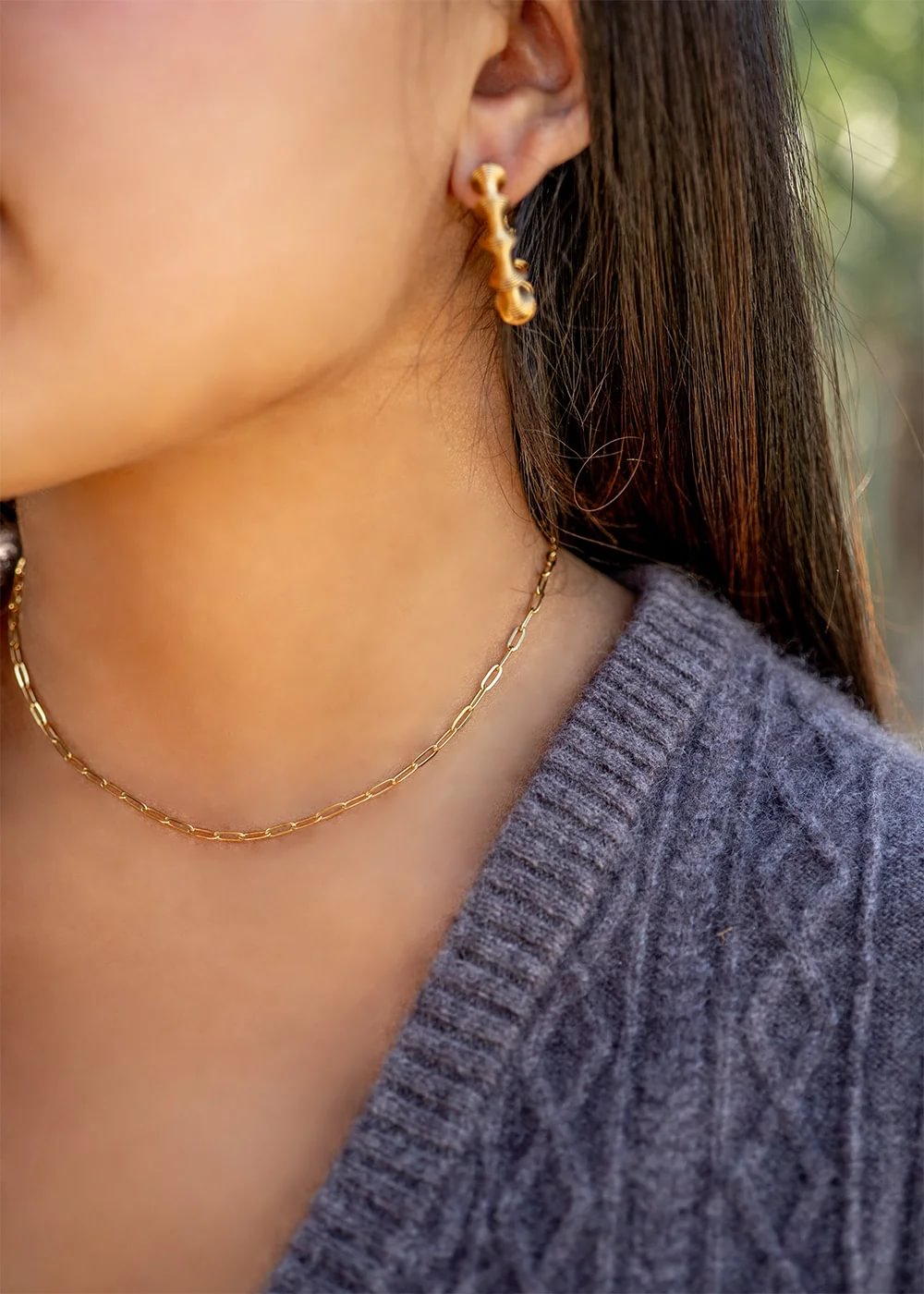 18K Gold PVD Stainless Steel Paperclip Chain Necklace / CHN9760