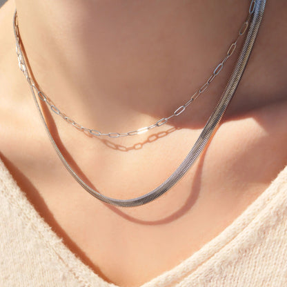 Stainless Steel Paperclip Chain Necklace / CHN9761