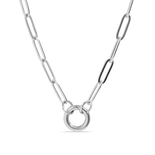 18K Gold PVD Stainless Steel Paperclip Charm Holder Necklace / CHN9951