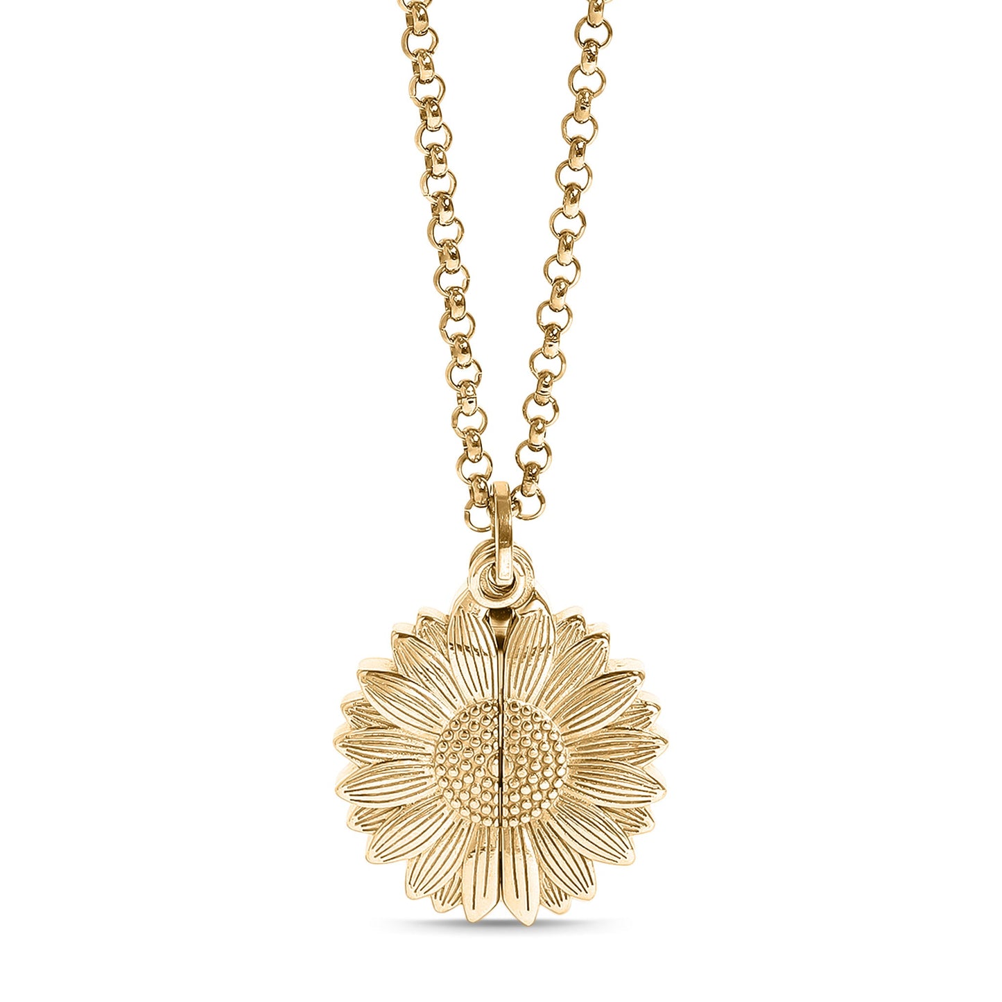 18K Gold PVD Stainless Steel Sunflower Hidden Message Necklace / CHN9973