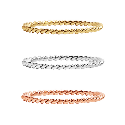 18K Gold PVD Stainless Steel Braided Spacer Ring / CSR0001