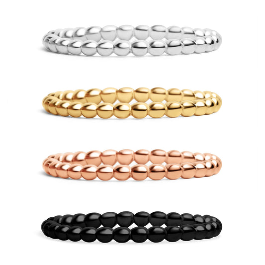 18K Gold PVD Stainless Steel Beaded Stacking Ring / CSR0004