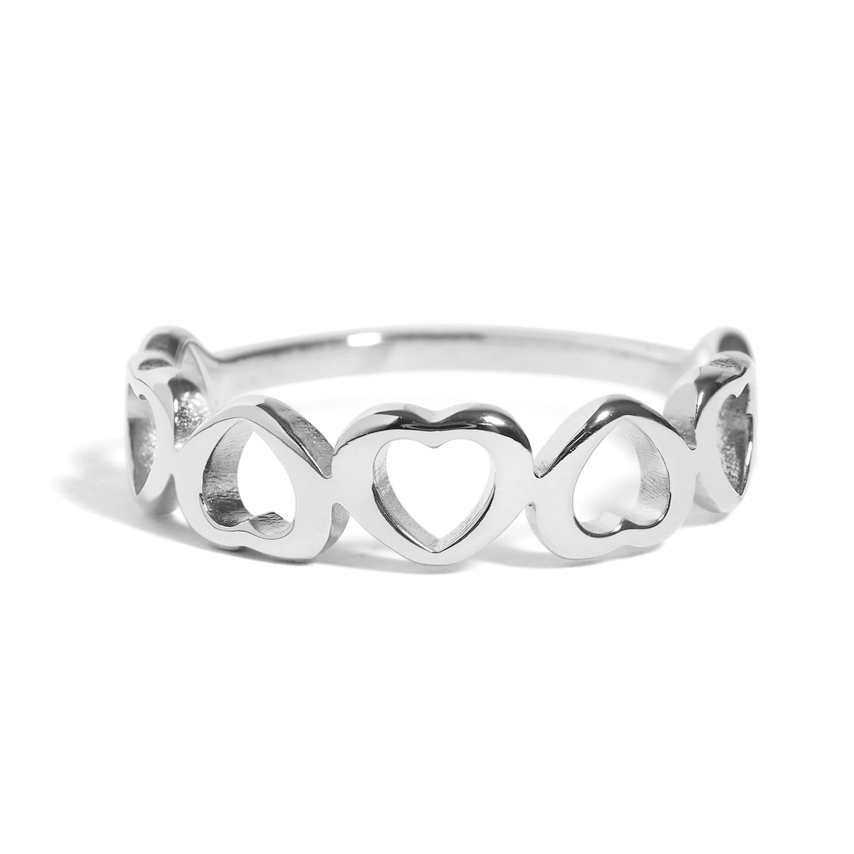 18K Gold PVD Stainless Steel Alternating Heart Stacking Ring / CSR0010