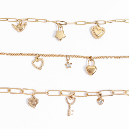18K Gold PVD Stainless Steel Heart Padlock Charm / PDL0109