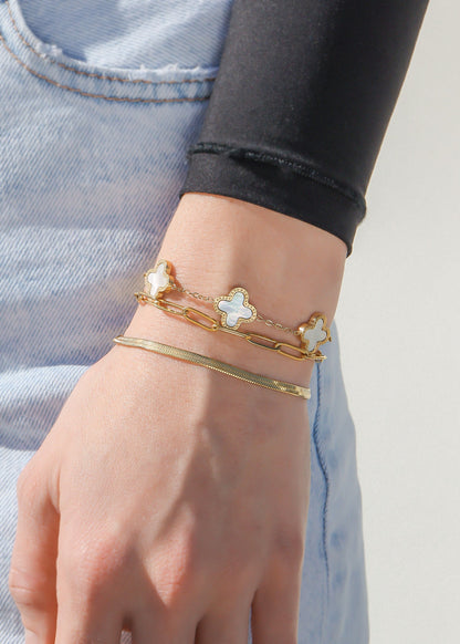 18K Gold PVD Stainless Steel Paperclip Chain Bracelet / BRJ9083