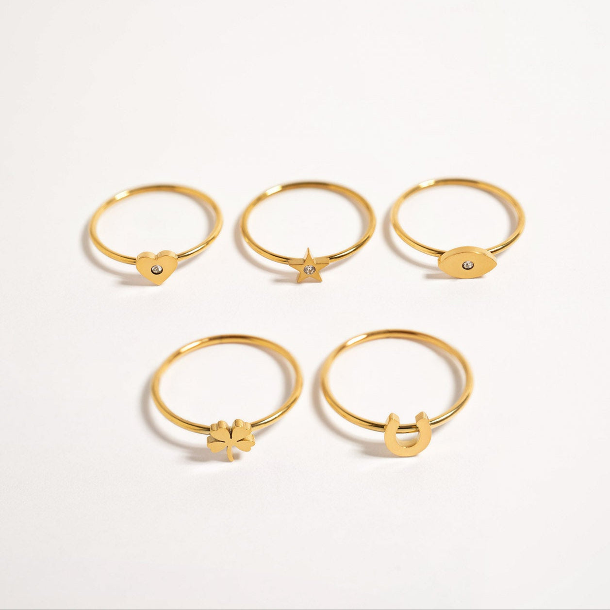 18K Gold PVD Stainless Steel Horseshoe Symbol Ring / ZRJ0001