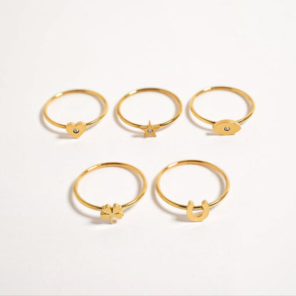18K Gold PVD Stainless Steel Horseshoe Symbol Ring / ZRJ0001
