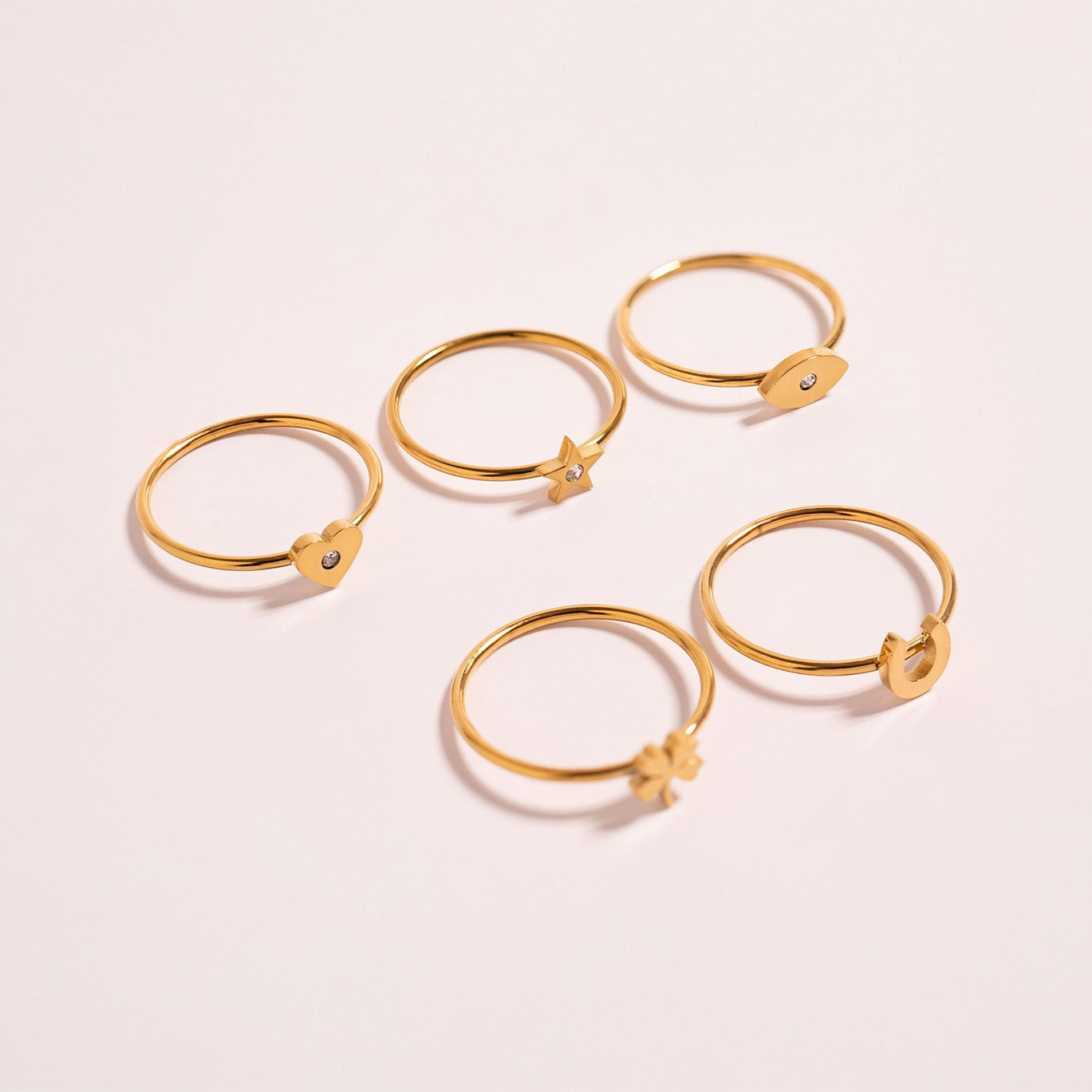18K Gold PVD Stainless Steel CZ Stone Heart Symbol Ring / ZRJ0005