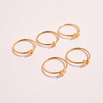 18K Gold PVD Stainless Steel CZ Stone Heart Symbol Ring / ZRJ0005