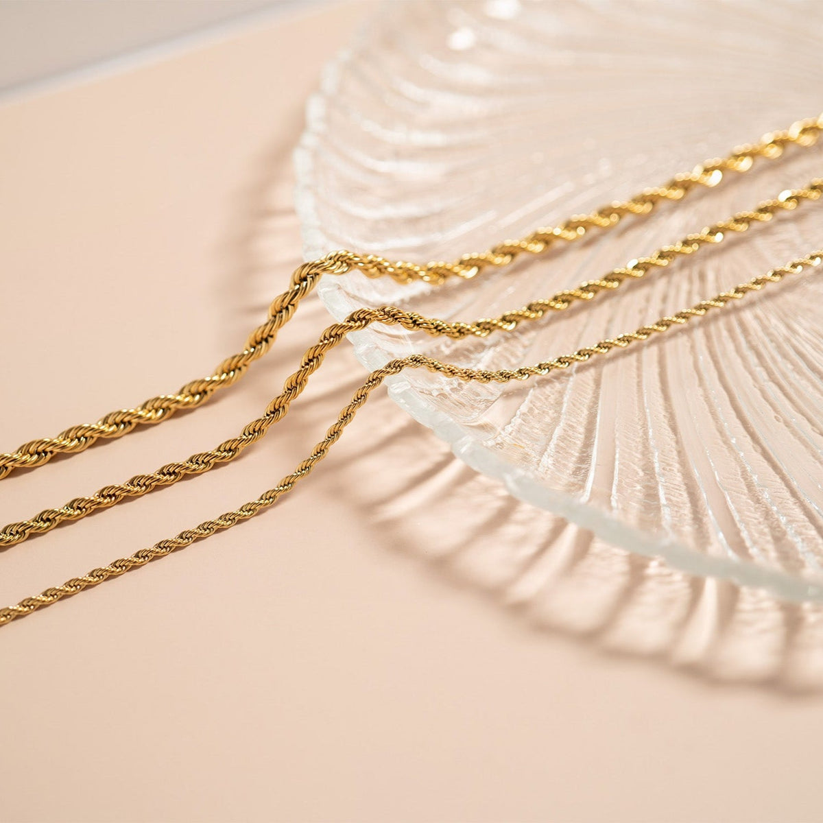 18K Gold PVD Stainless Steel Rope Chain Necklace / CHN9702