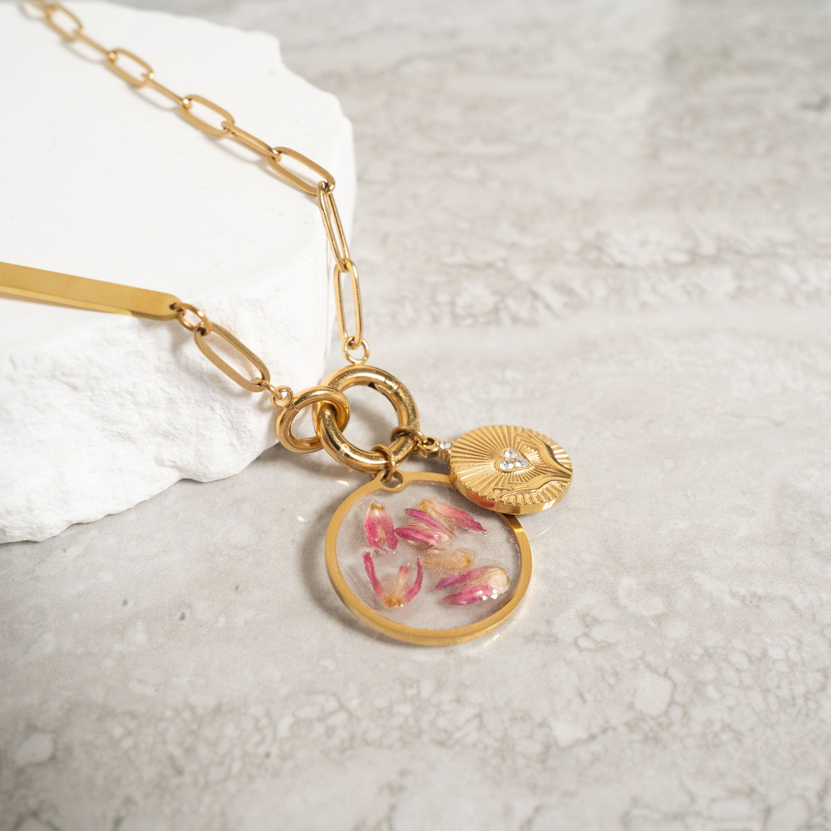 18K Gold PVD Stainless Steel Open Hands Pendant / PDL0296