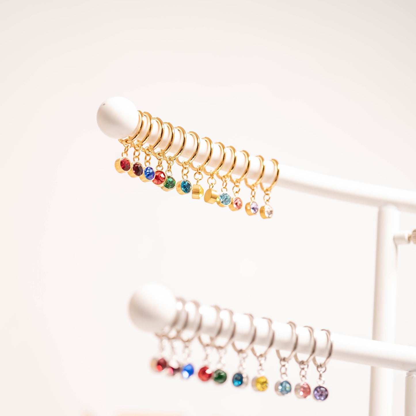 18K Gold PVD Birthstone Huggie Earrings / ERJ0074
