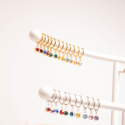 18K Gold PVD Birthstone Huggie Earrings / ERJ0074