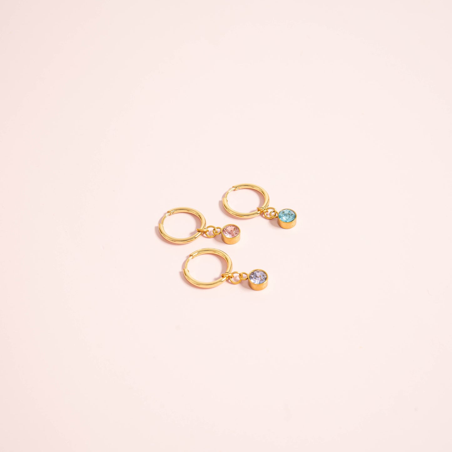 18K Gold PVD Birthstone Huggie Earrings / ERJ0074