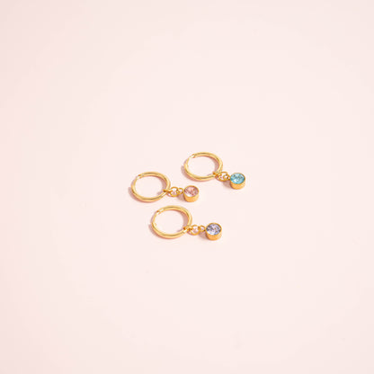 18K Gold PVD Birthstone Huggie Earrings / ERJ0074