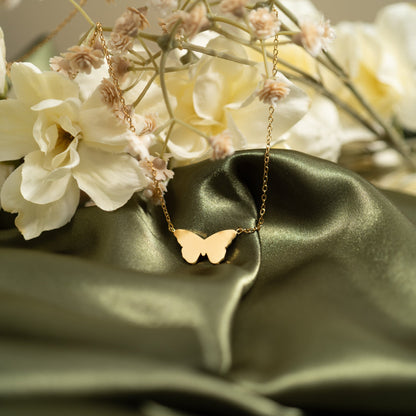 18K Gold PVD Stainless Steel Blank Engravable Butterfly Necklace / CHN0084