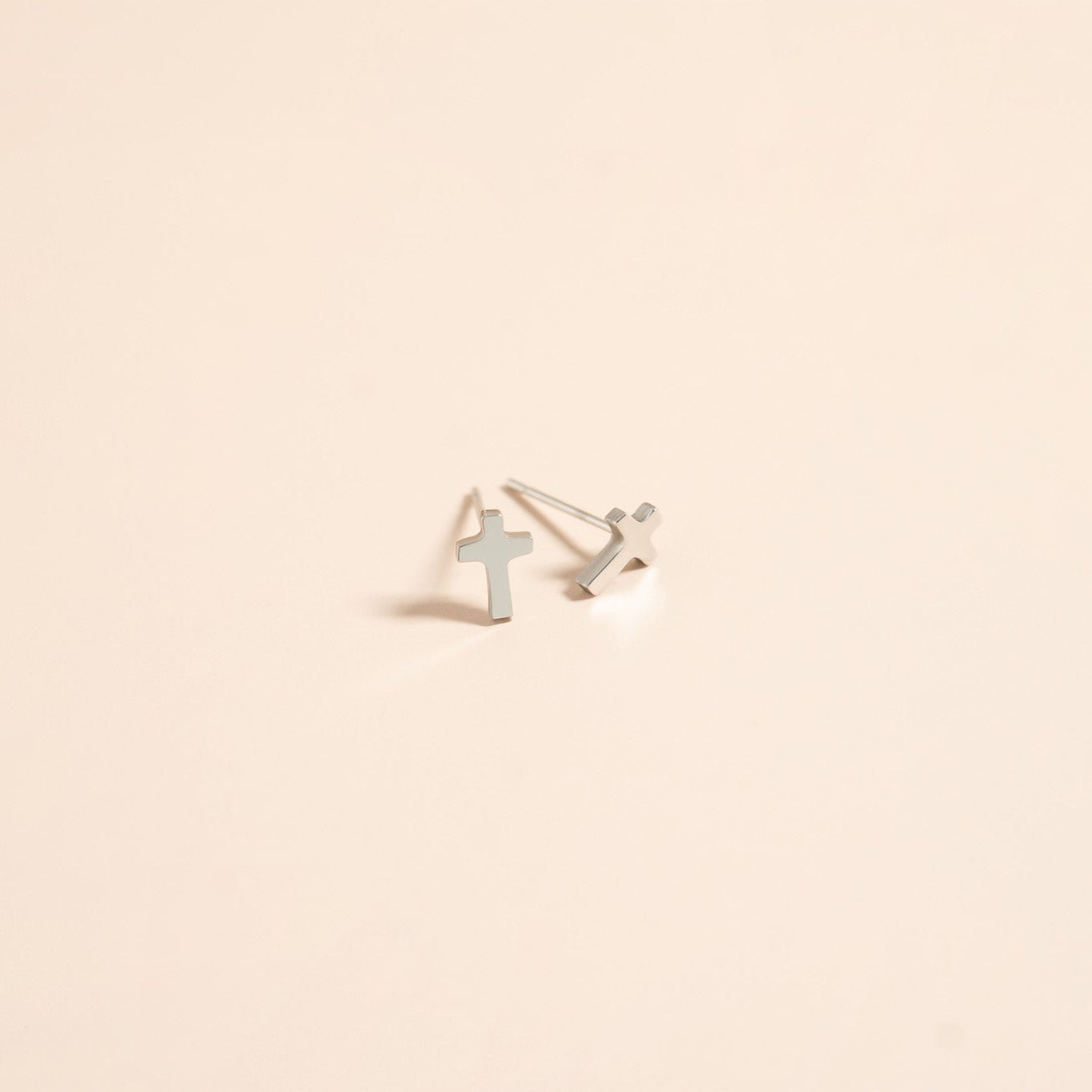 18K Gold PVD Stainless Steel Cross Stud Earrings / ERJ0058