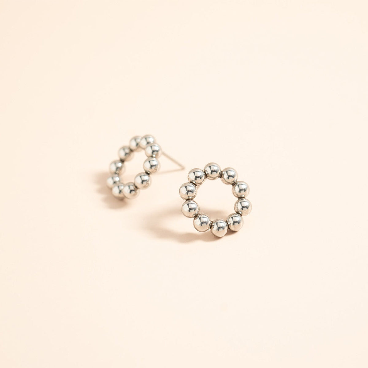 18K Gold PVD Stainless Steel Circle Ball Stud Earrings / ERJ0067
