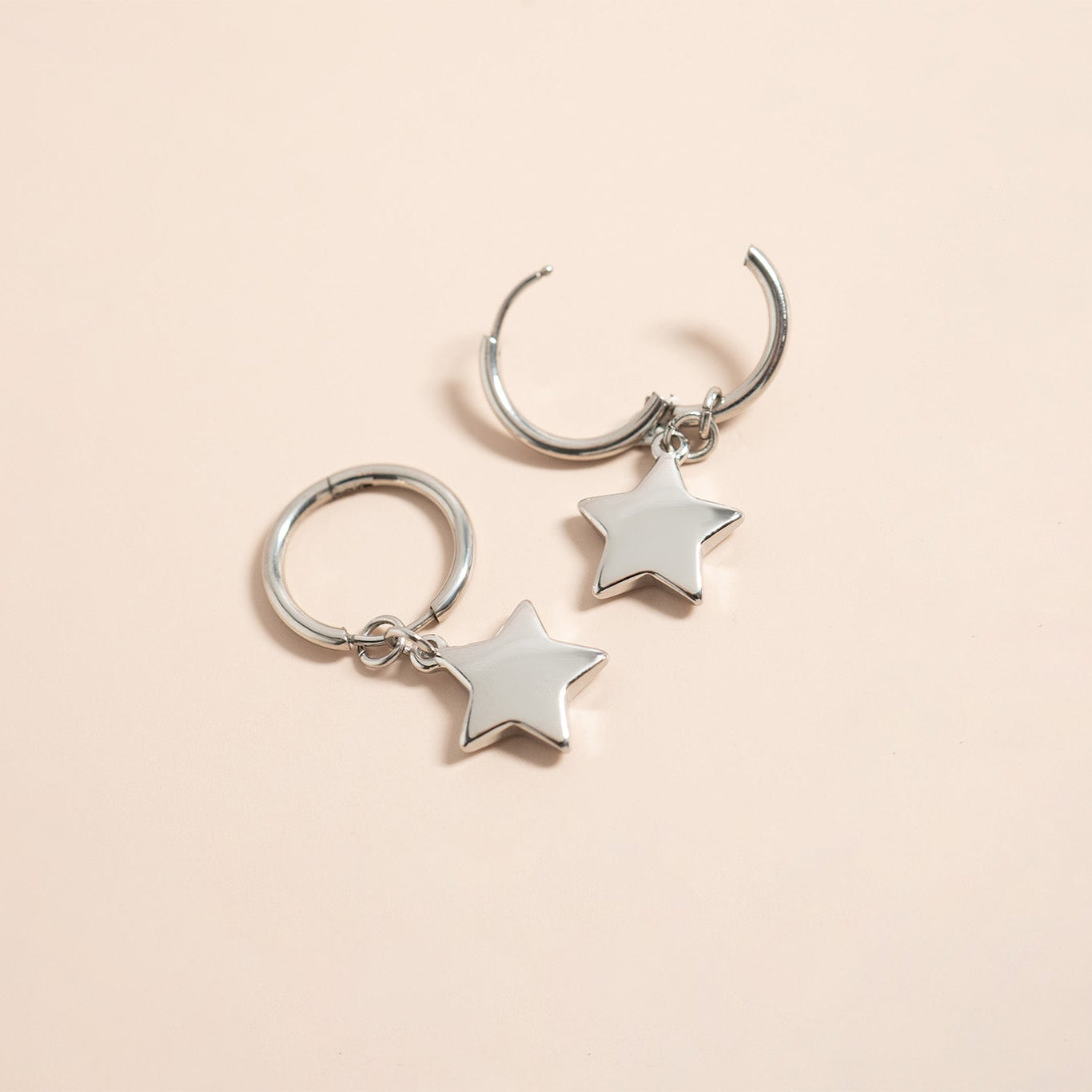 18K Gold PVD Stainless Steel Star Huggie Earrings / ERJ0070