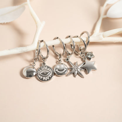 18K Gold PVD Stainless Steel Circle Coin Pendant Earrings / ERJ0049