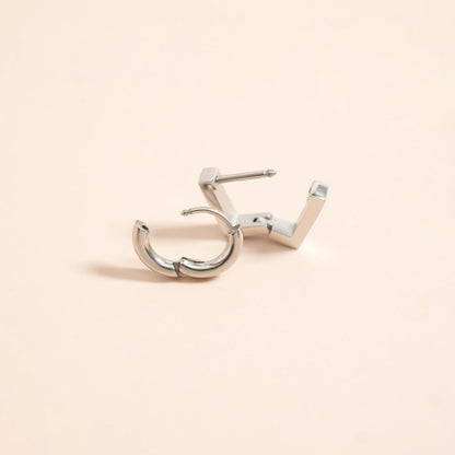 18K Gold PVD Stainless Steel Square Huggie Earrings / ERJ0053