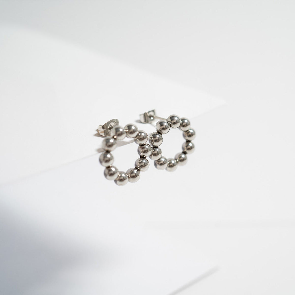 18K Gold PVD Stainless Steel Circle Ball Stud Earrings / ERJ0067