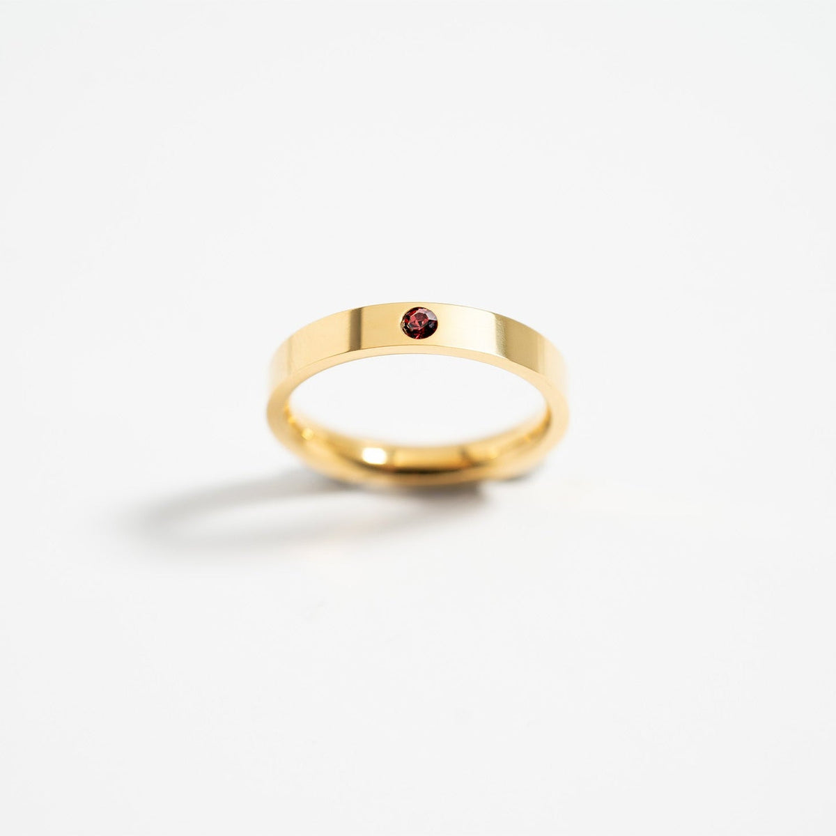 18K Gold PVD Stainless Steel Birthstone Engravable Stacking Ring / ZRJ1004