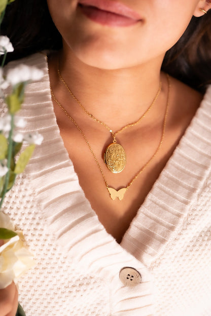 18K Gold PVD Stainless Steel Blank Engravable Butterfly Necklace / CHN0084