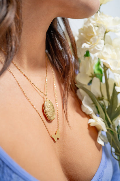 18K Gold PVD Stainless Steel Blank Engravable Butterfly Necklace / CHN0084
