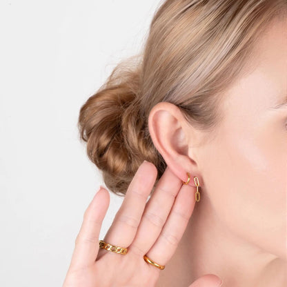 18K Gold PVD Stainless Steel Paperclip Earrings / ERJ0002