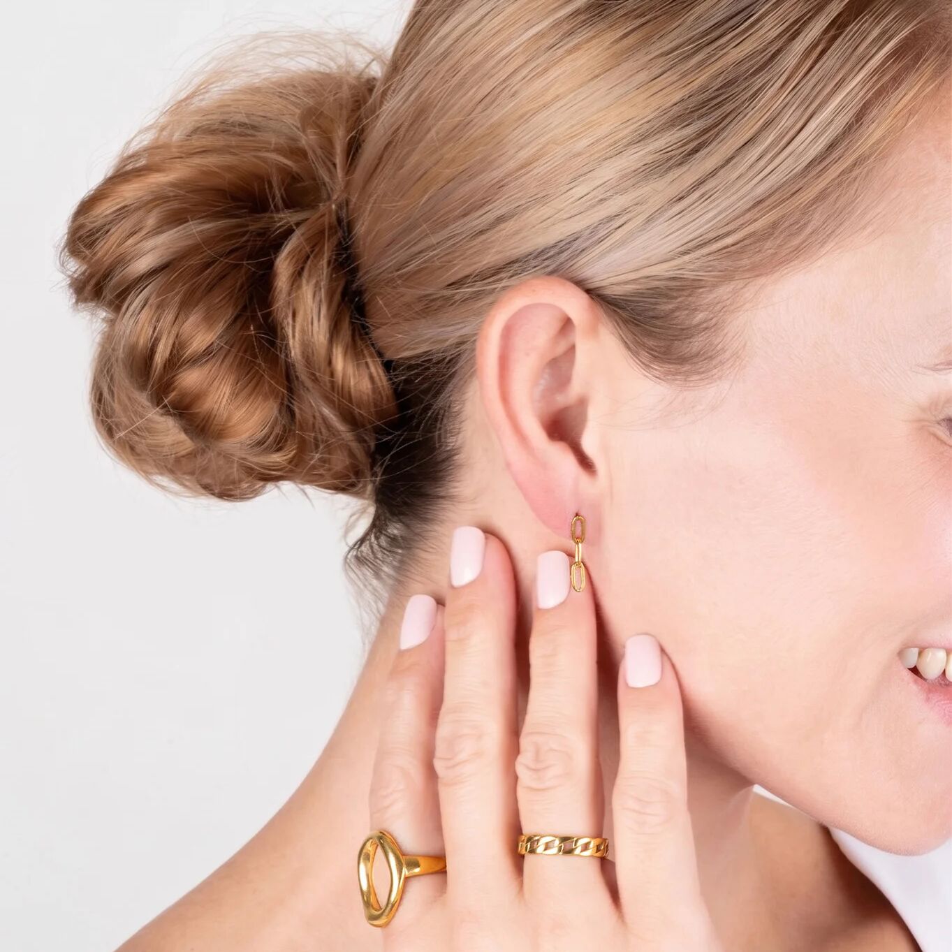 18K Gold PVD Stainless Steel Paperclip Earrings / ERJ0002