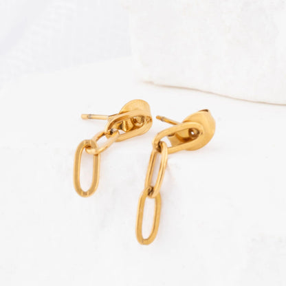 18K Gold PVD Stainless Steel Paperclip Earrings / ERJ0002