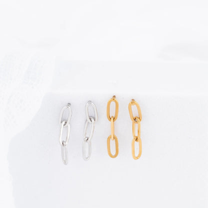 18K Gold PVD Stainless Steel Paperclip Earrings / ERJ0002