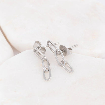 18K Gold PVD Stainless Steel Paperclip Earrings / ERJ0002