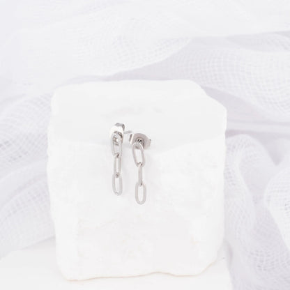 18K Gold PVD Stainless Steel Paperclip Earrings / ERJ0002